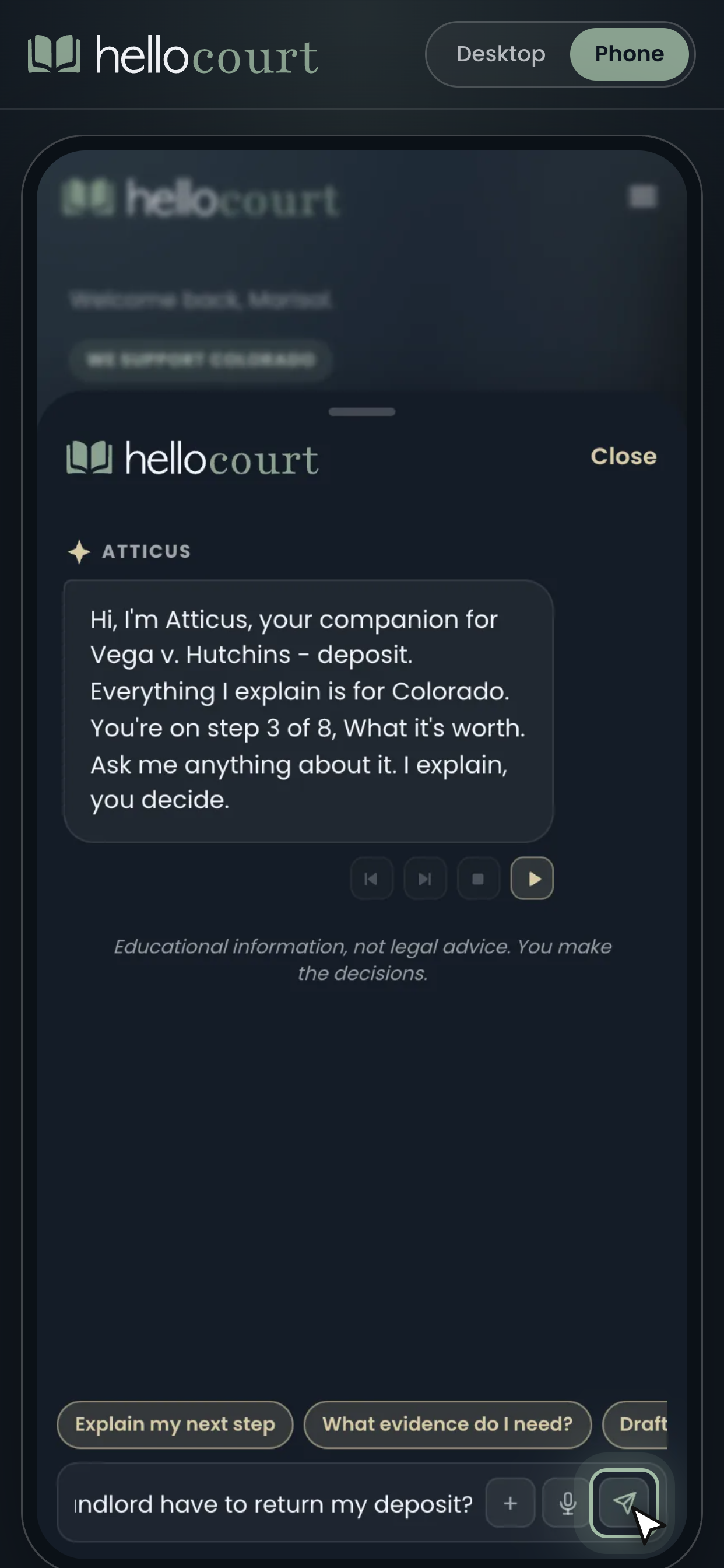 The same demo on a phone.